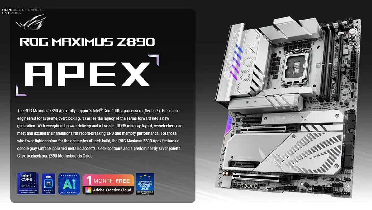 ASUS ROG MAXIMUS Z890 APEX LGA1851 ATX Gaming Motherboard Price in Bangladesh
